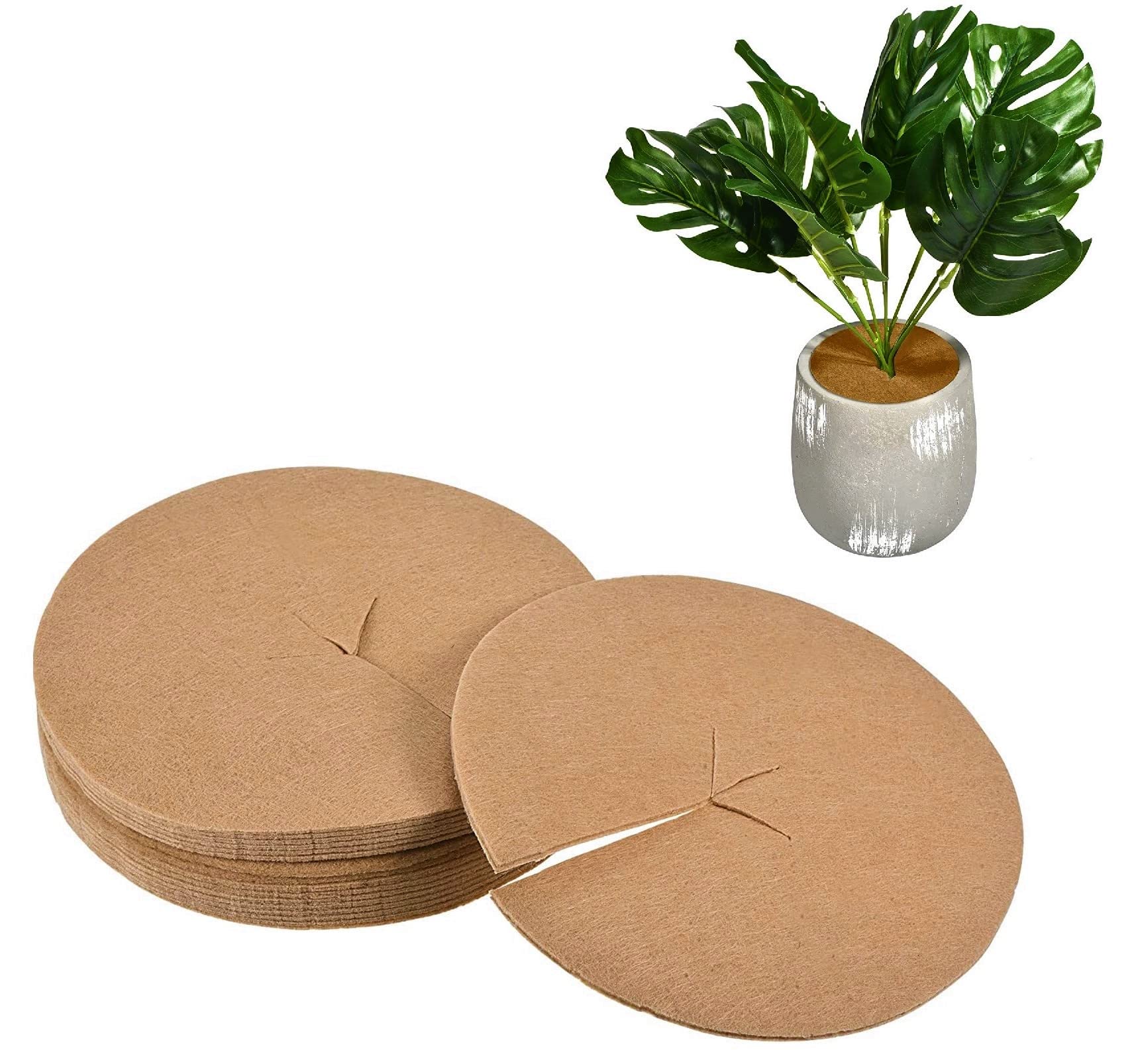 Mulch Ring (Pack of 10) Weed Control Weed Barrier Mulch Ring for Indoor and Outdoor Plants. Retains Moisture & Protects The Plant Root System from Sun. (10 Inch Diameter, Camel)-image-26
