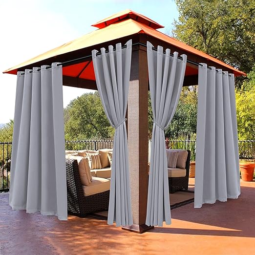 BONZER Outdoor Curtains for Patio Waterproof Light