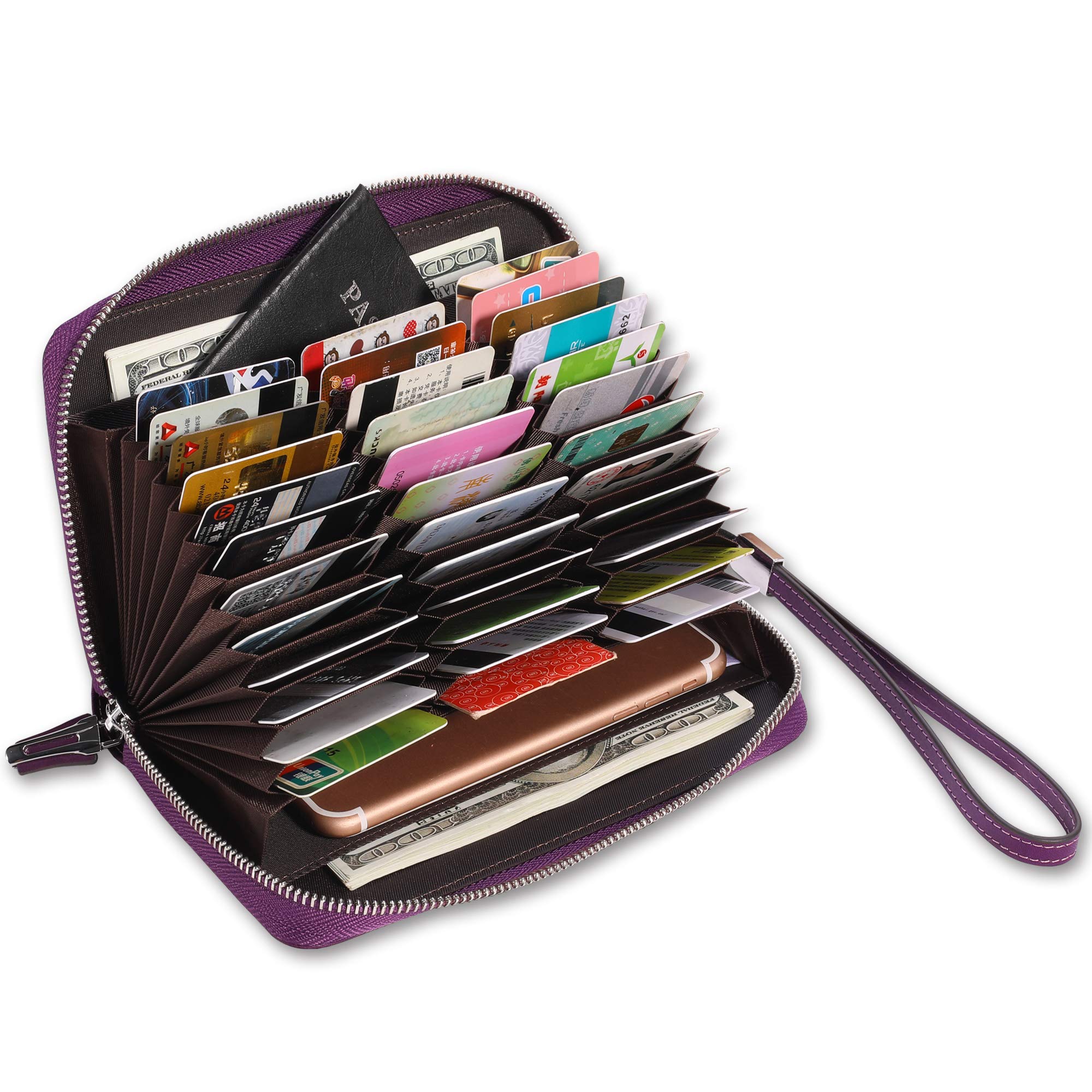 Ainimoer Women Rfid Blocking Wallet Leather Zip Around Phone