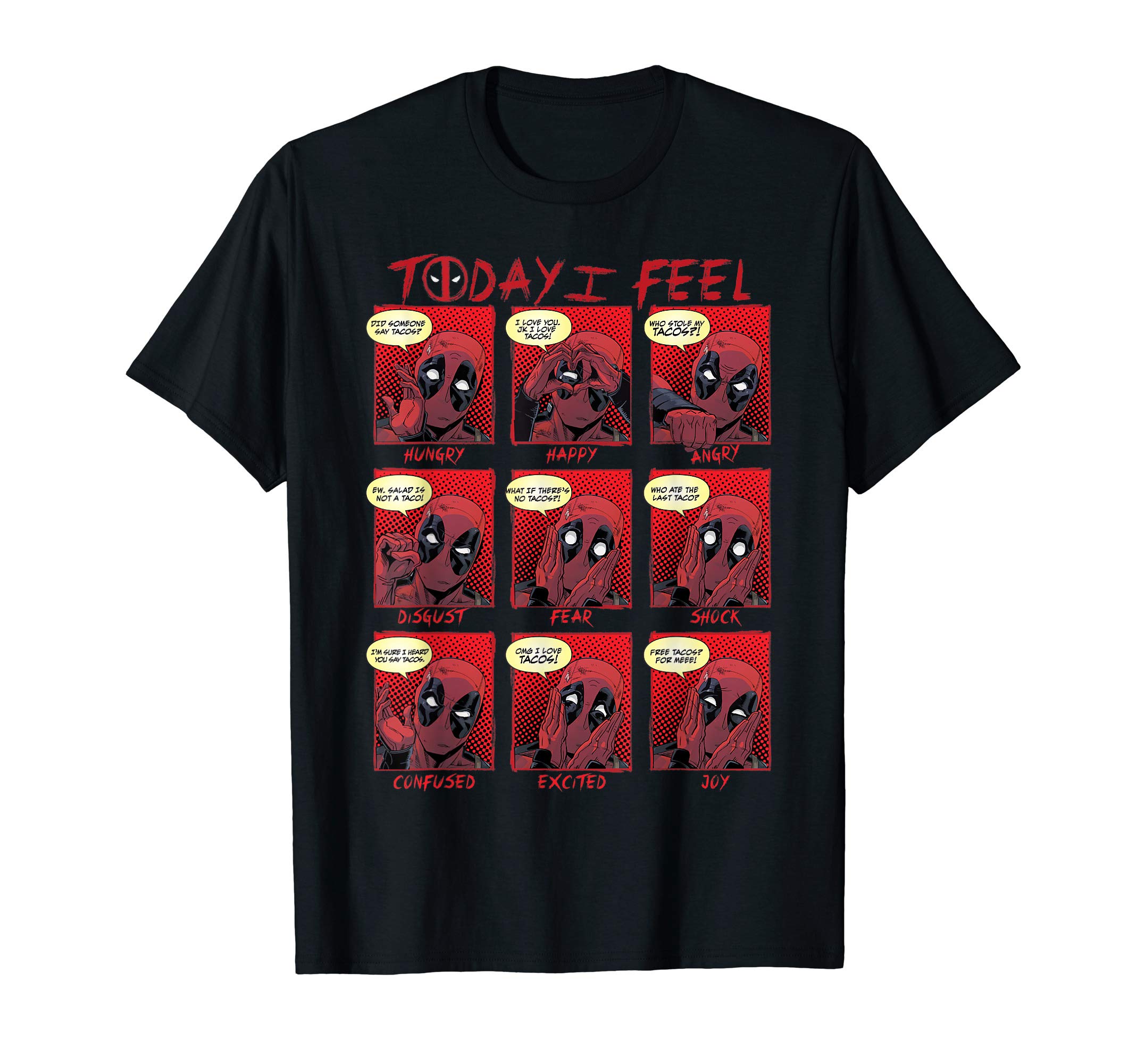 Marvel Deadpool Today I Feel Panels T-Shirt Small