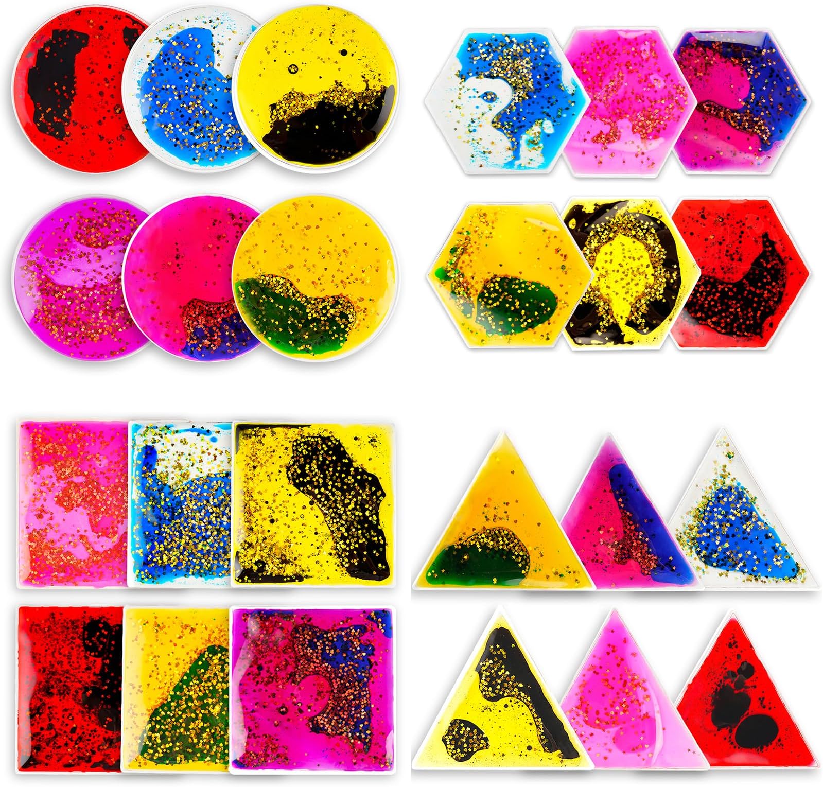 Onyoloy Liquid Sensory Soft Gel Toys: 24-Piece Set, Multi-Shape Sensory Fidget Toys, Water Sensory Toys for Nursery, Playroom, Toddlers and Kids with Autism.