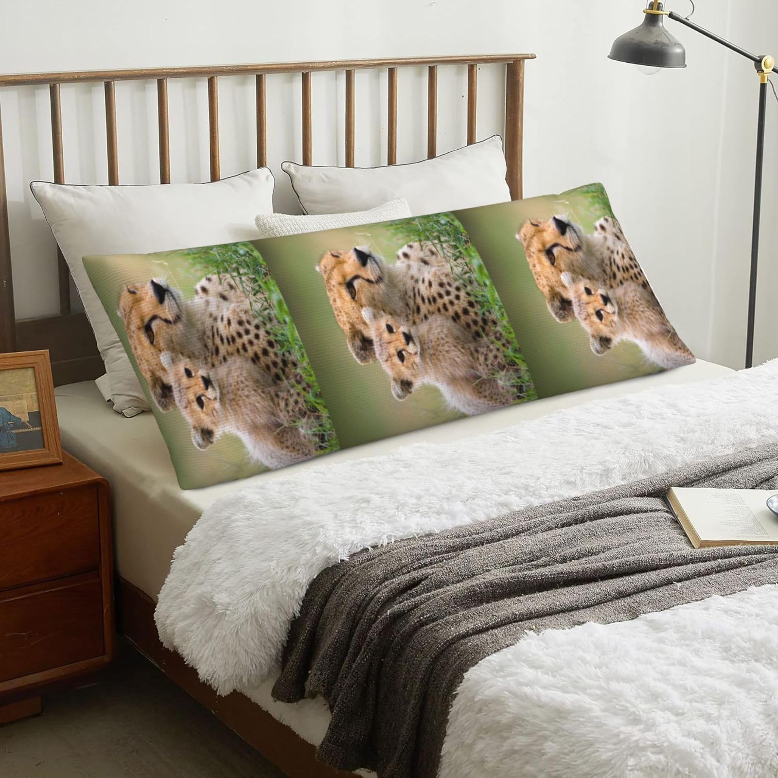 Wild Animal Cheetah, Body Pillow Cover with Zipper,Long Body Pillowcase 20 x 60 in