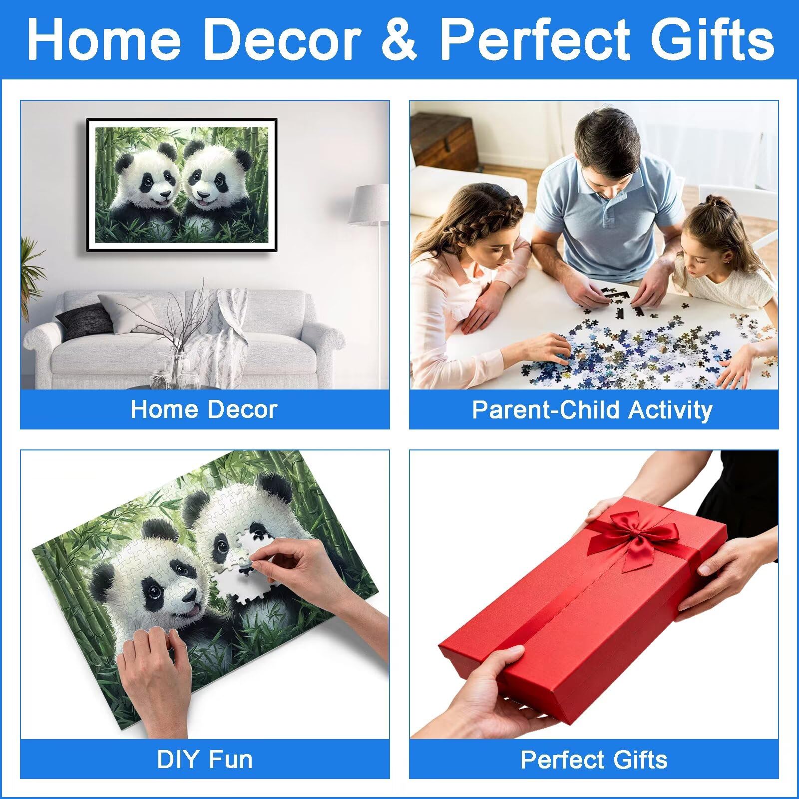 Puzzle 1500 Pièces Animal, Puzzle 1500 Pièces Adultes et Enfants, Puzzles Bois avec Une Boîte d'emballage Exquise, Jeu Éducatif Puzzles Panda, Decoration Maison, Cadeau Femme, Cadeau Homme, -8925