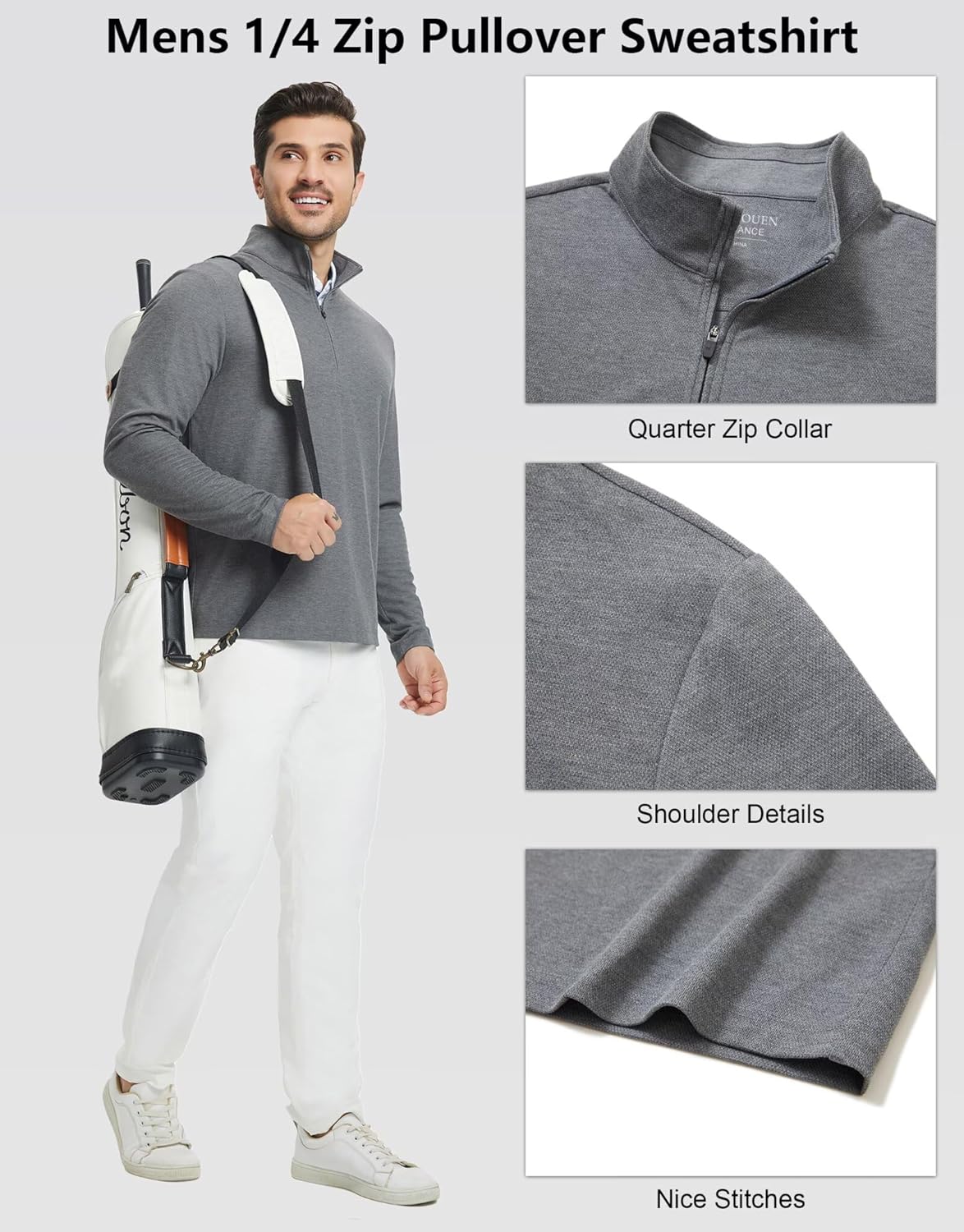 Rouen Quarter Zip Pullover Men Performance Dry Fit Athletic Casual Golf Mock Neck Long Sleeve Pullover Half Zip Sweatshirt - Image 5