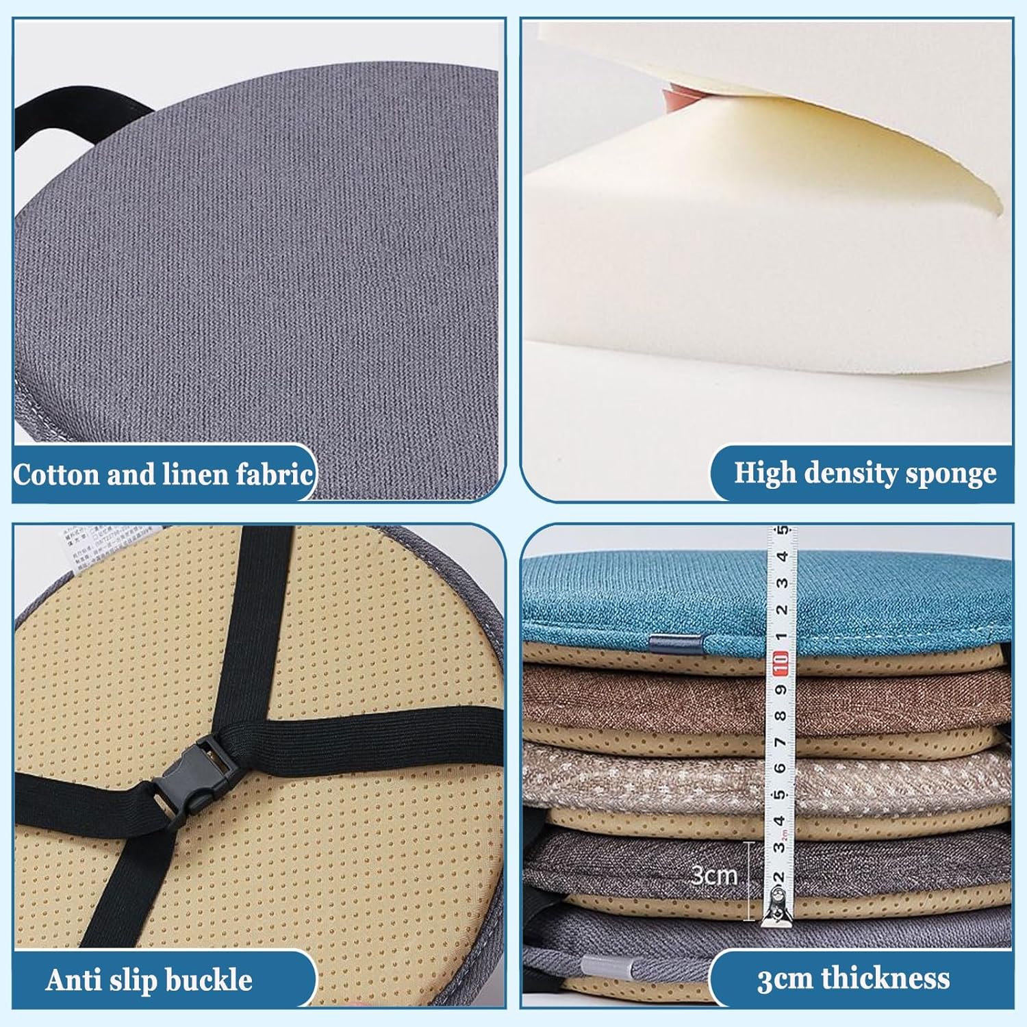 Set of 4/2/1 Stool Cushion Round 12/14/16/18/10inch Round Chair Cushions with Ties for Dining Chairs Round Seat Pads/Cushions(Q5,2PCS_50CM/19.6INCH)