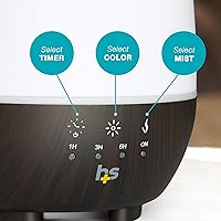 Vista 8 de HealthSmart 500ML Essential Oil Diffuser for Large Rooms, Cool Mist Humidifier and Aromatherapy Diffuser, Adjustable Timer, Mist Mode and 7 LED