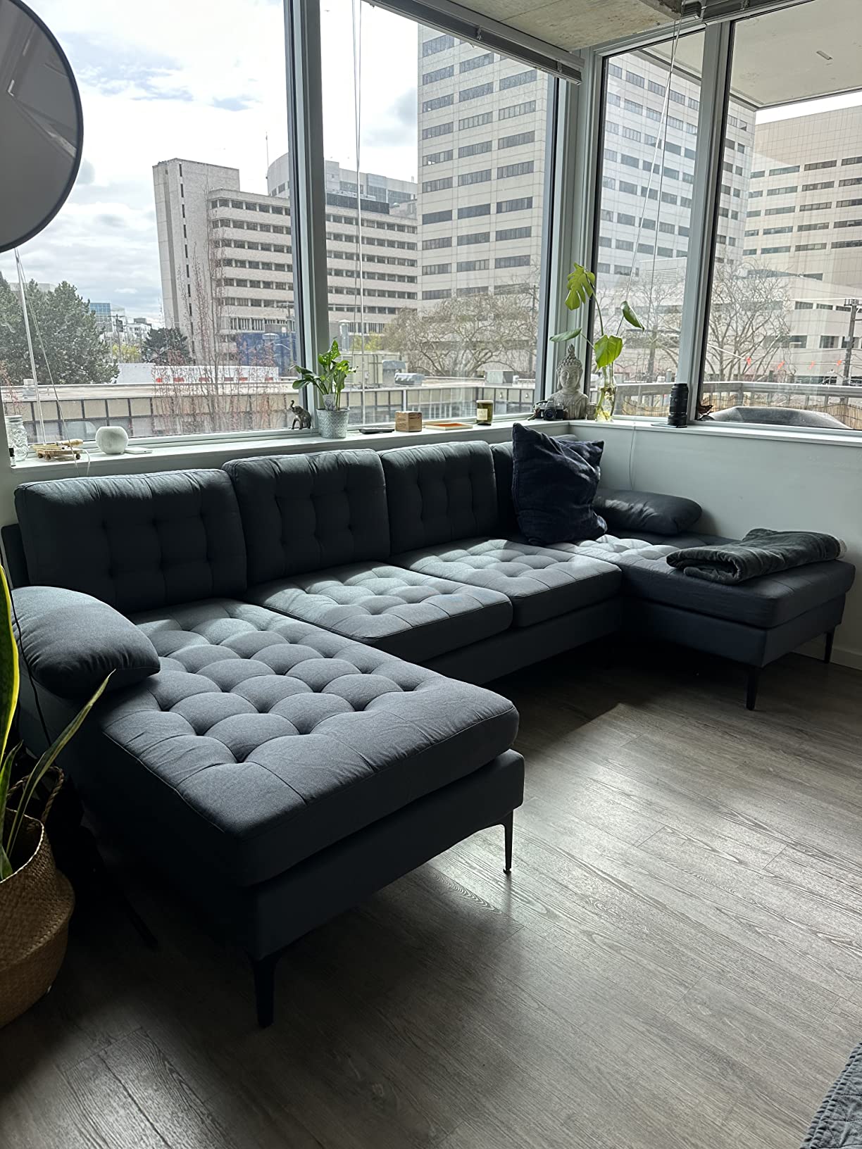 20/mo Finance U Shape Sectional Sofa Couch,Modern 110'' Chenille