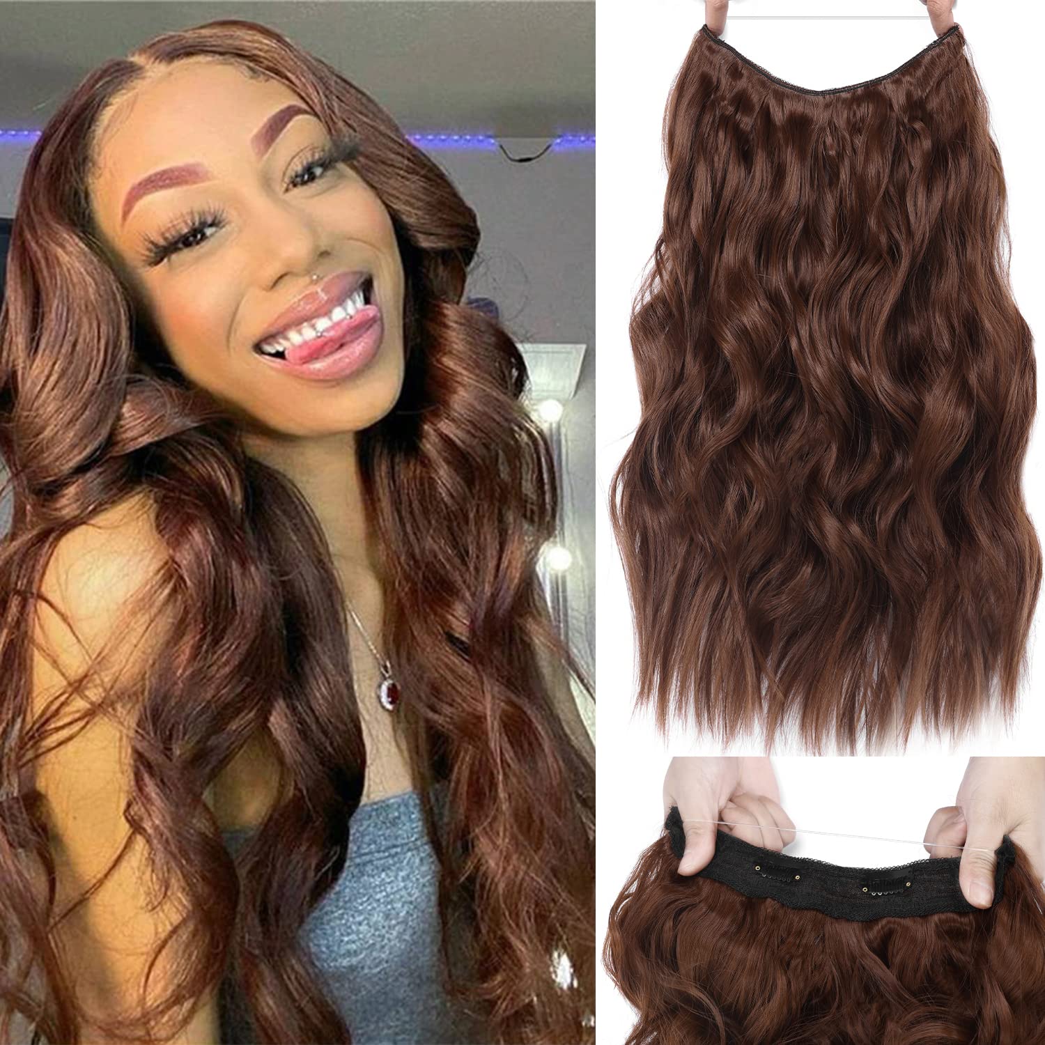Amazon.com : Invisible Wire Hair Extensions - 18 Inch Halo  display picture 1