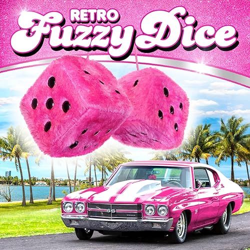 Miniatura 2 de Accesorios de automóvil de dados peludos rosados  Accesorios de coche de felpa para interior  Decoración de adorno colgante de espejo retrovisor de