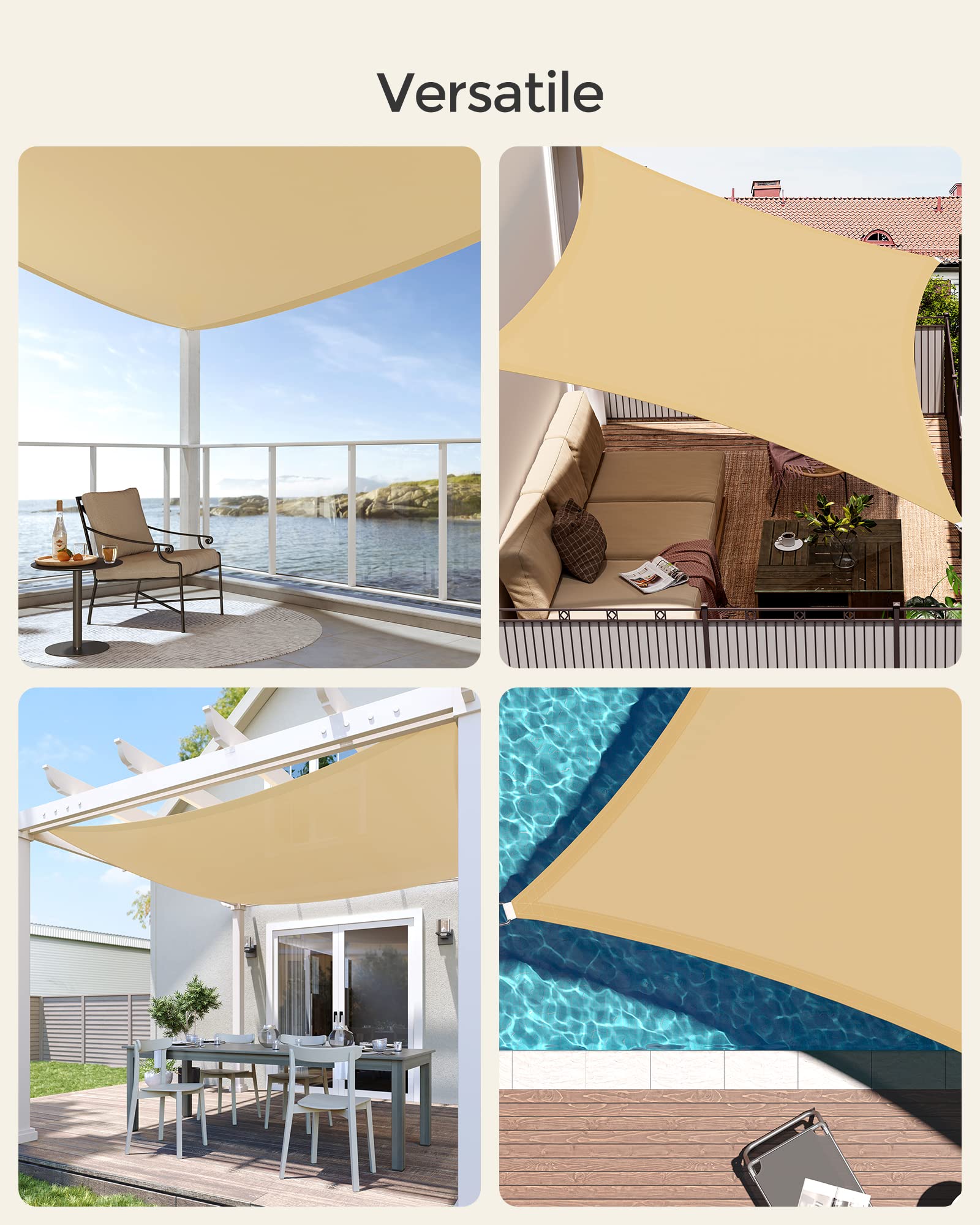 SONGMICS GSH23EY Tenda parasole impermeabile 2x3 m, colonna d'acqua 665 mm, protezione UV 93%