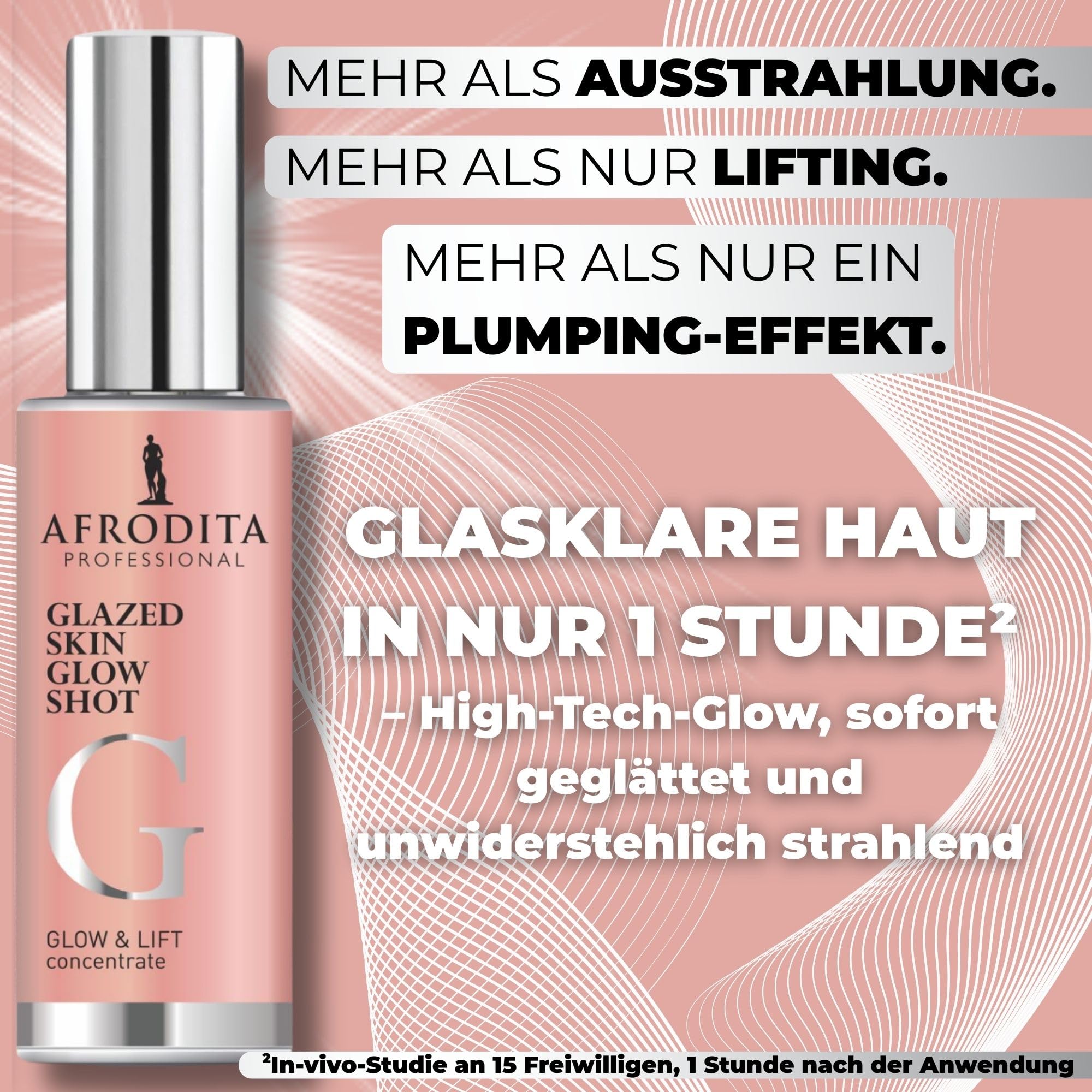 Afrodita Professional Glazed Skin Glow Shot Gesichtsserum, Glow Konzentrat mit Niacinamid, Peptiden, Mandel- und Lactobionsäure, für strahlende, ebenmäßige Glass Skin Optik, 30 ml