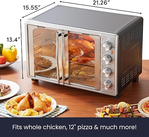 Miniatura 4 de Elite Gourmet ETO4524 - Horno tostador de convección de 45 L, puertas francesas, temperatura y temporizador ajustables, horneado, asado, asado,