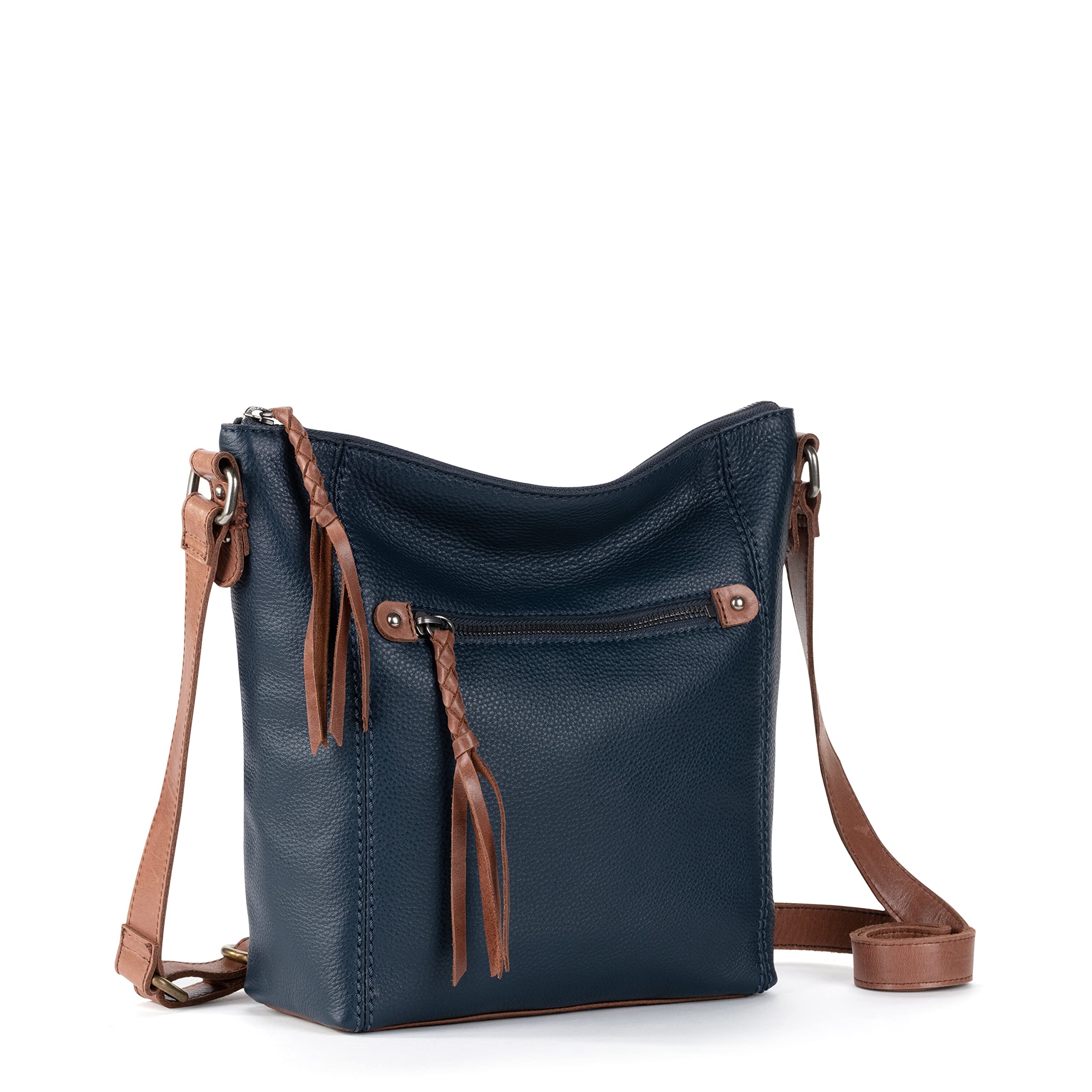 The Sak Ashland Crossbody Bag in Leather, Adjustable Crossbody Strap, Indigo
