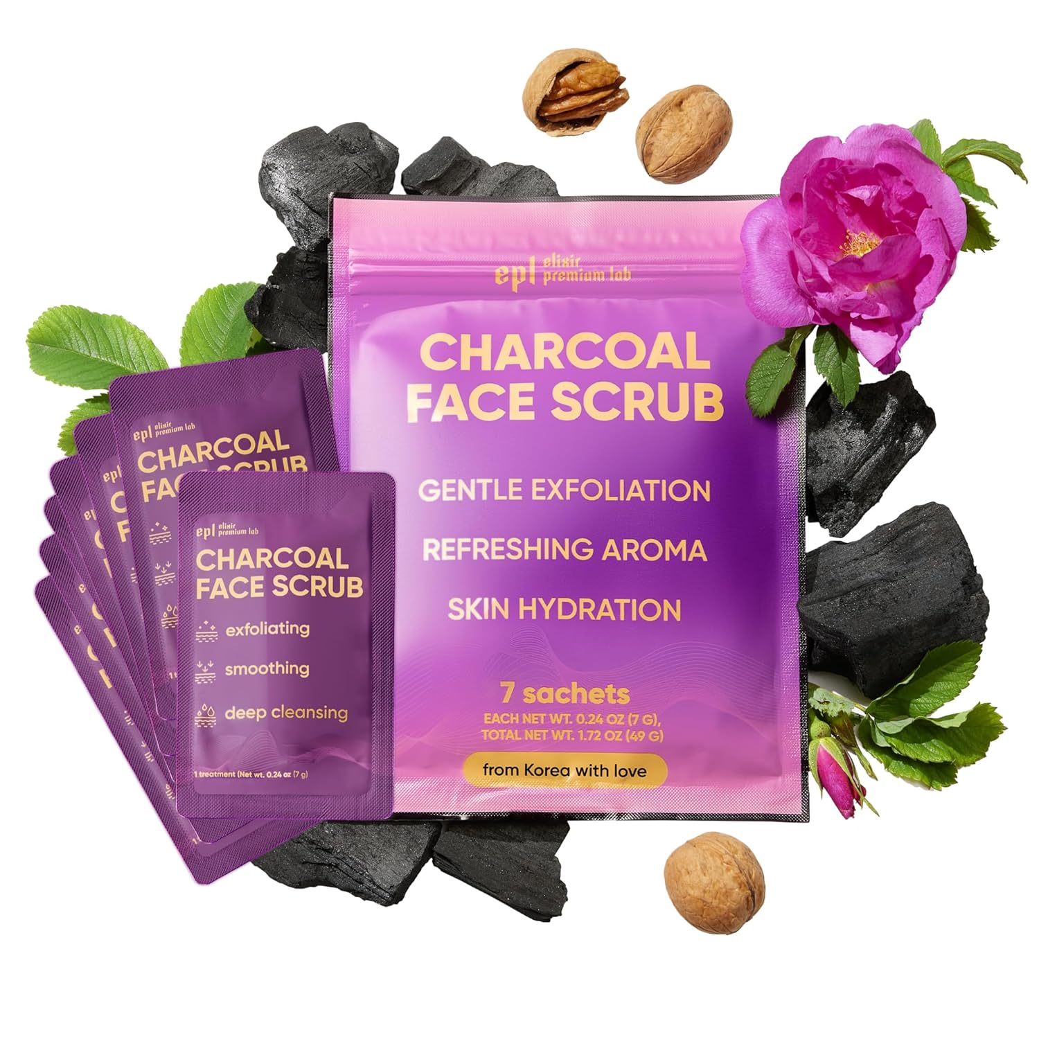 Charcoal Face Scrub for Blackheads Acne and Pores