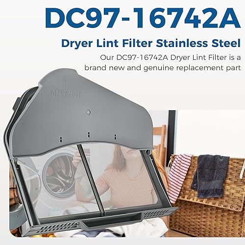 Miniatura 2 de DC97-16742A - Filtro de pelusa para secadora de acero inoxidable para Samsung Dryer Trap by Romalon reemplaza 3319952 AP5306681 PS4221839 EAP4221839