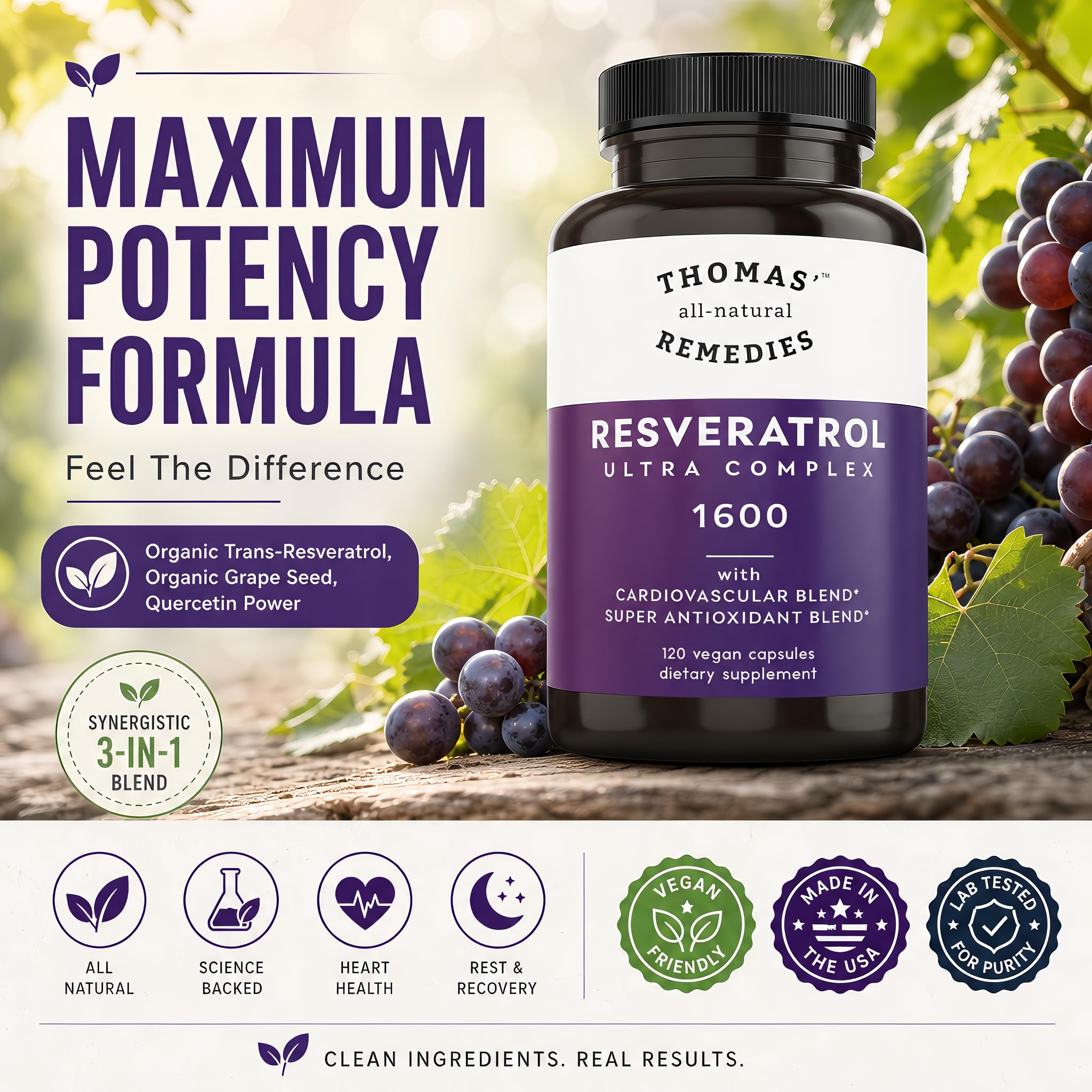 Toms Remedies Organic Trans-Resveratrol Antioxidant Supplement - 1600mg — Amazon image 2