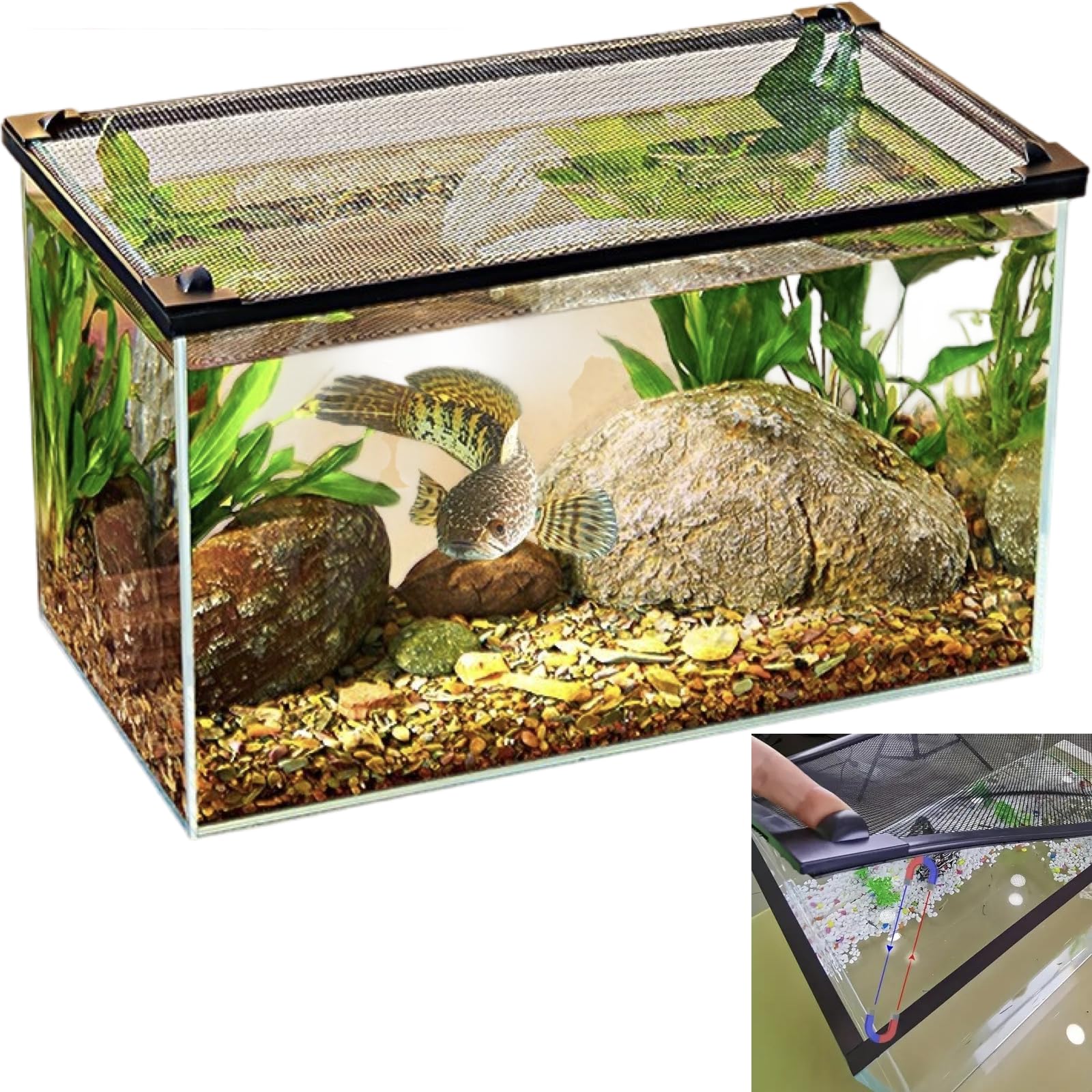 Amazon | Ailunate 水槽カバー 脱走防止ネット メッシュ