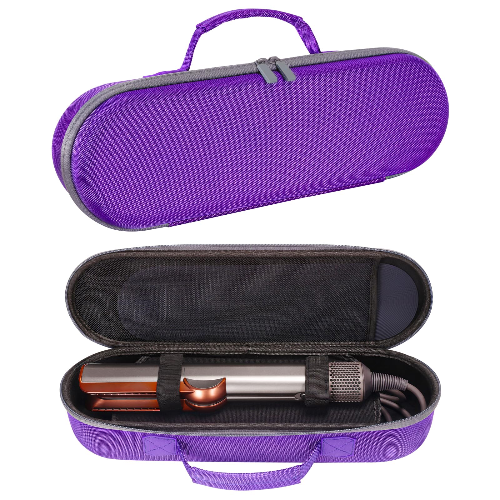 Hard Travel Case Compatible with Dyson Airstrait Straightener, Carrying Case for Hair Straightener, Portable Storage Bag Compatible with Corrale Hair Straightener (Purple)