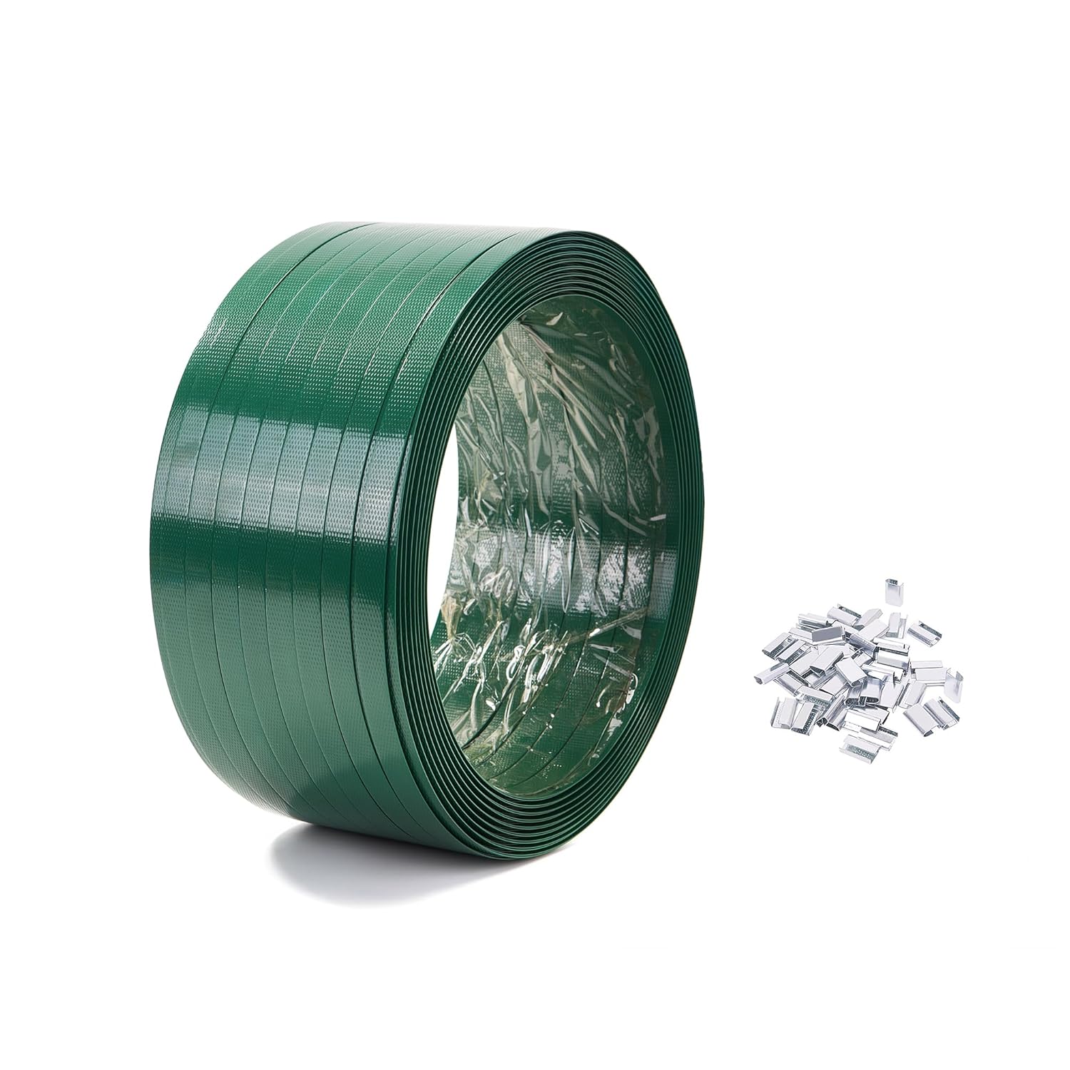 5/8"（16mm） Wide Green and 1000 feet Polyester Strapping Coil,1400 Pound Break Strength
