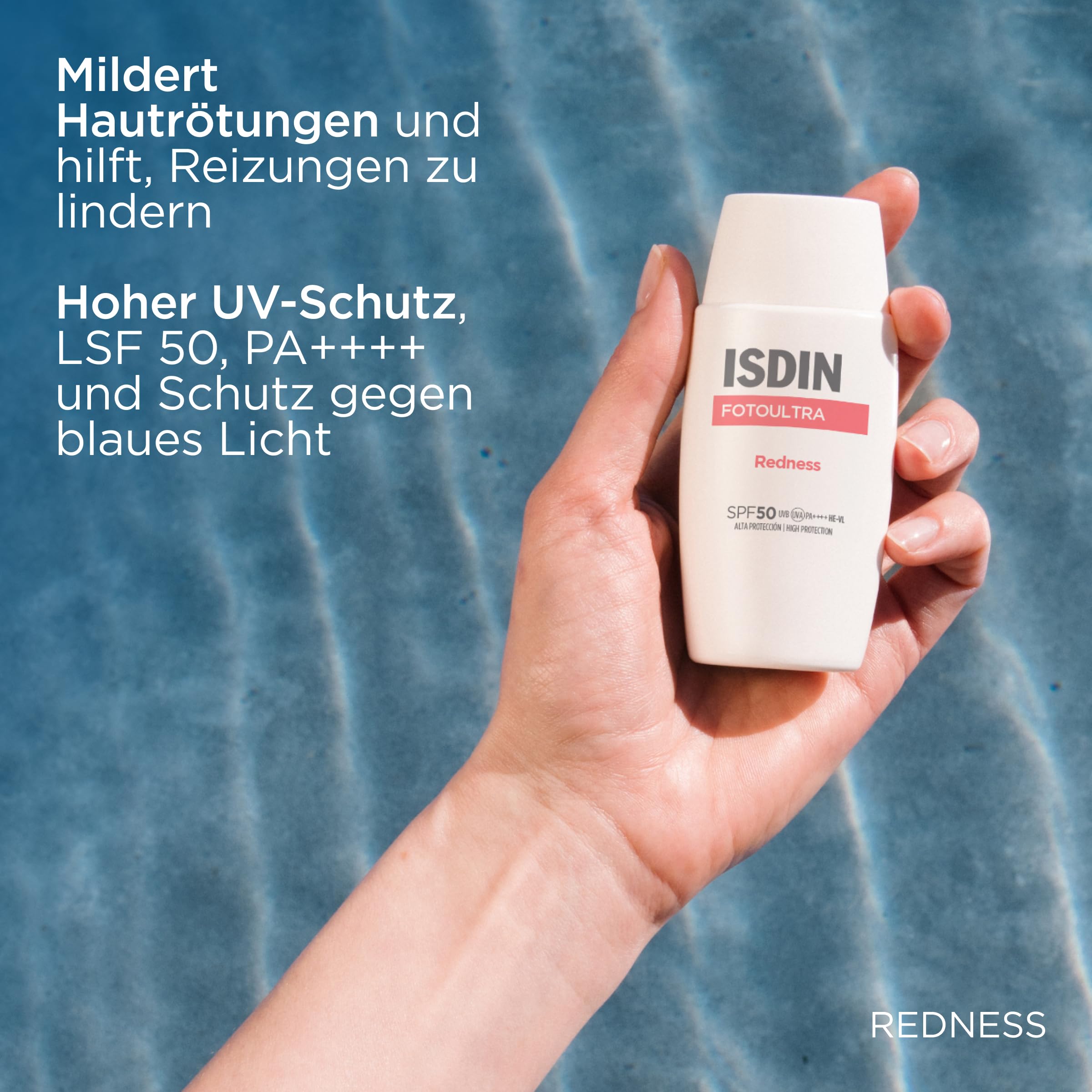 ISDIN Foto Ultra Redness LSF 50 - Sonnenschutz bei Rosazea & Couperose - Korrigiert & Verhindert Rötungen - Beruhigt empfindliche Haut, Leichte Textur, 50ml
