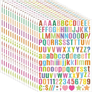6510 PCS 42 Sheets Letter Stickers,Bulletin Board LettersColorful,0.5Inch
