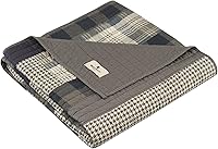 Woolrich Winter Hills Quilted Throw - Reversible Moose Patchwork Blanket, 100% Cotton Lightweight All-Season Cozy Throw 50x70 Tan