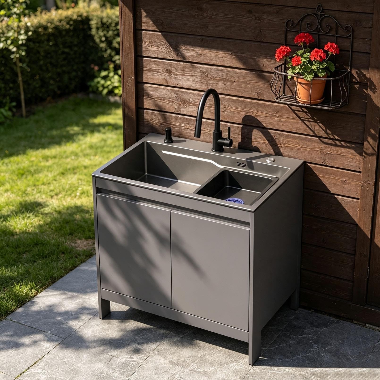 Wolnostojący Zlew z Baterią i Ociekaczem, 65/80cm