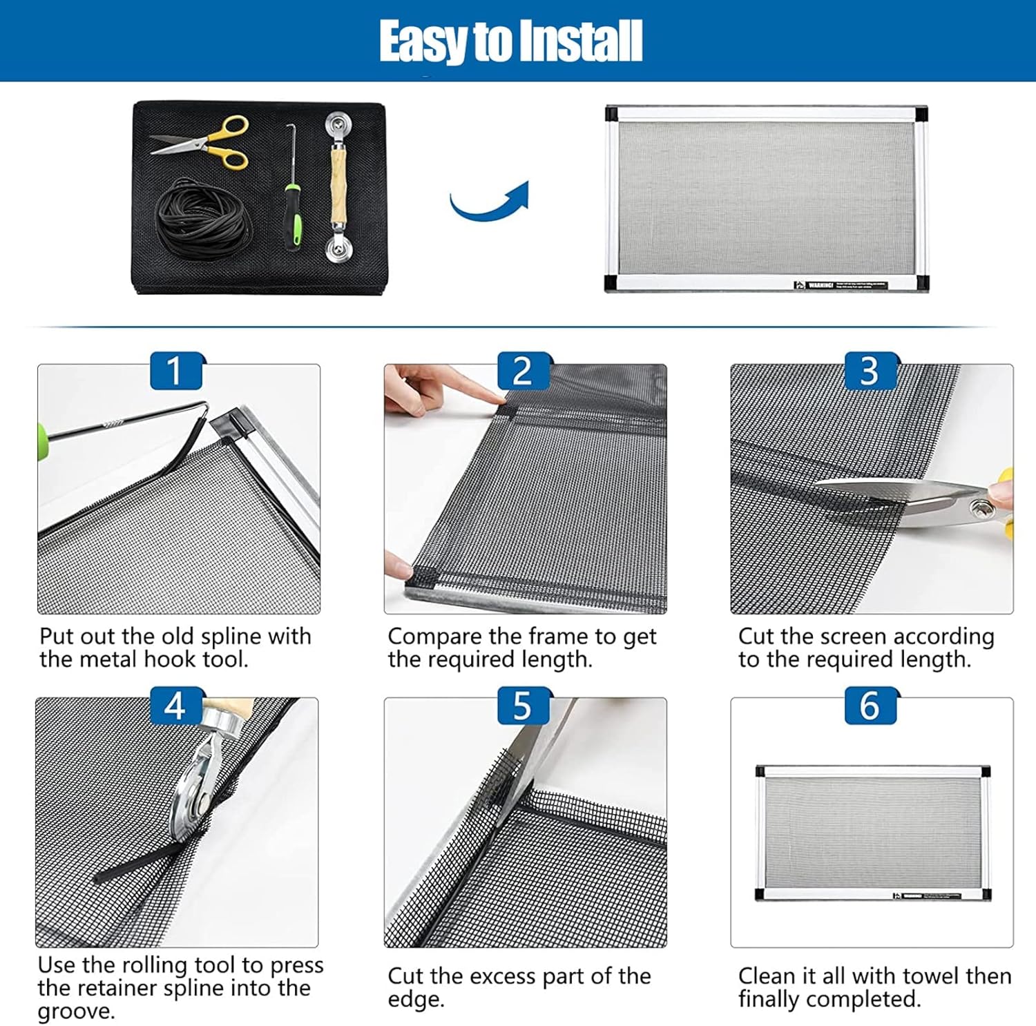 ZAQYCM White Hidden Window Screen Rolls Bug Proof, Fibreglass Door Screen Mesh for Patio Gazebo Garage and Sliding Door, Rv Insect Screens for Vents (Color : WxL, Size : 0.8x1m(2.6x3.3ft))