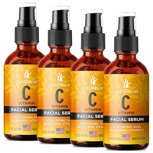Suero de vitamina C de doble tamaño (2 onzas) para cara con ácido hialurónico y vitamina E - Suero facial iluminador - Suero natural