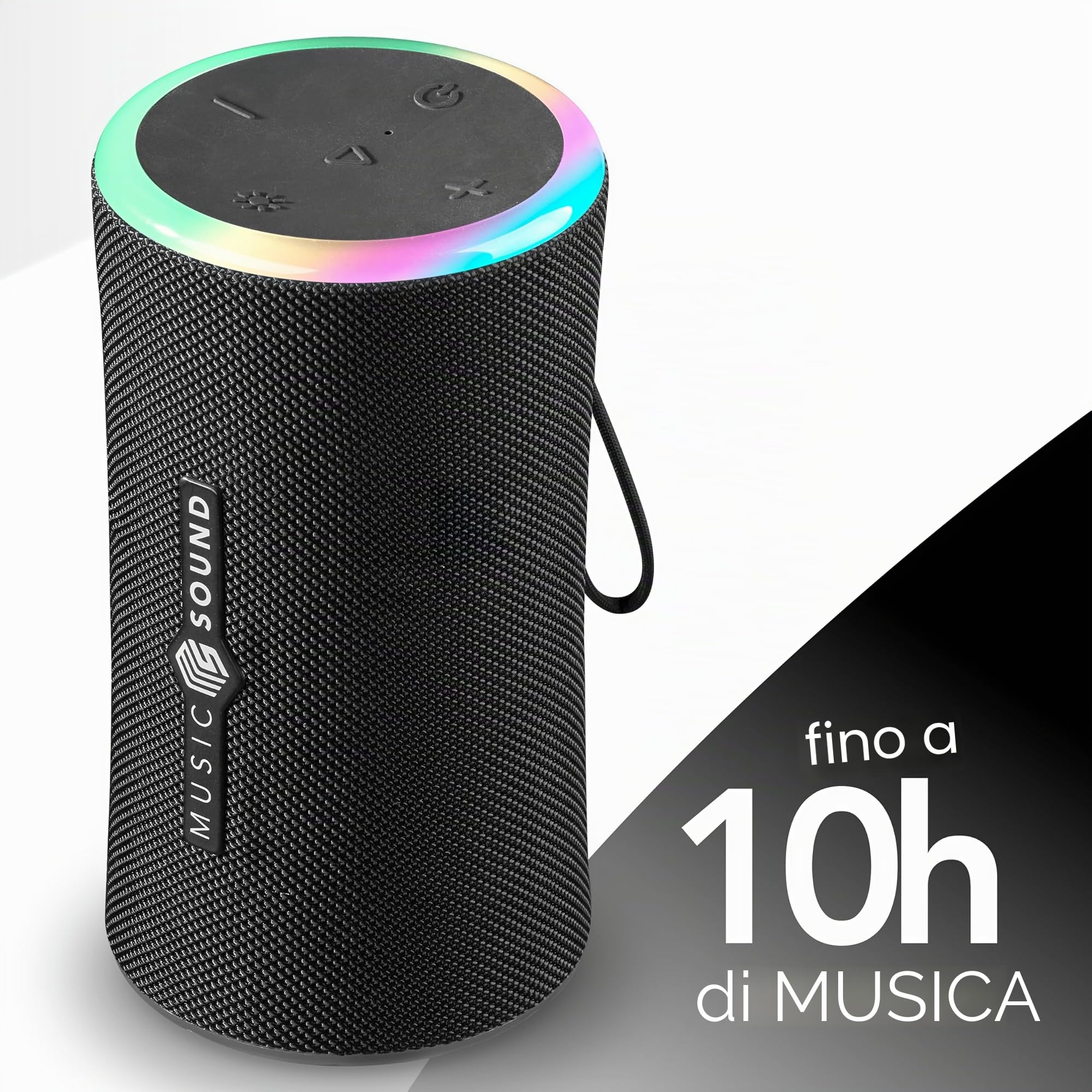 Music Sound AURA 20W - Cassa Bluetooth Portatile - Nero - IPX6 - luci RGB