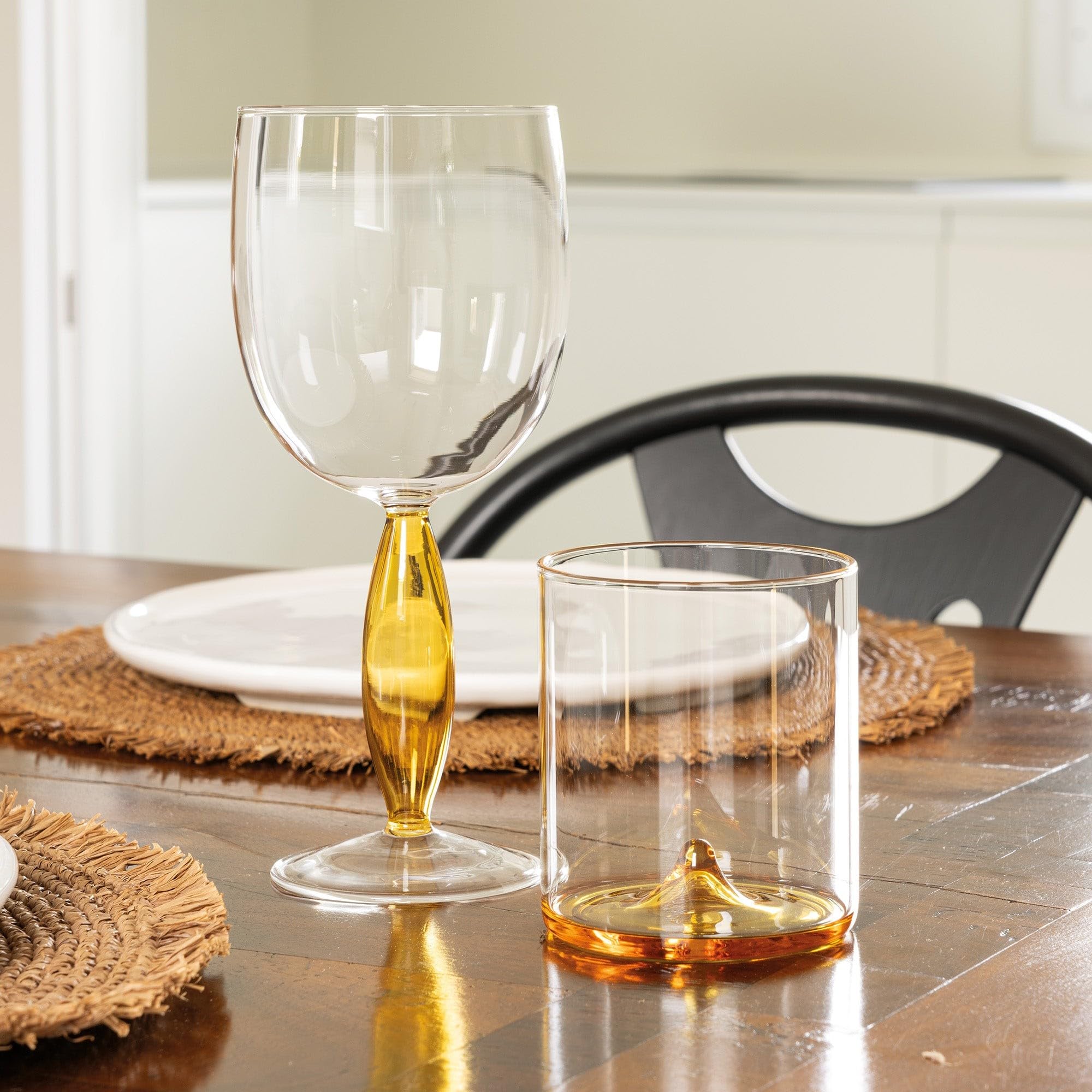 Zafferano - Juego de 4 copas de vino tinto Dorici de vidrio de borosilicato soplado a mano transparente - Elegancia y diseño para degustaciones exclusivas