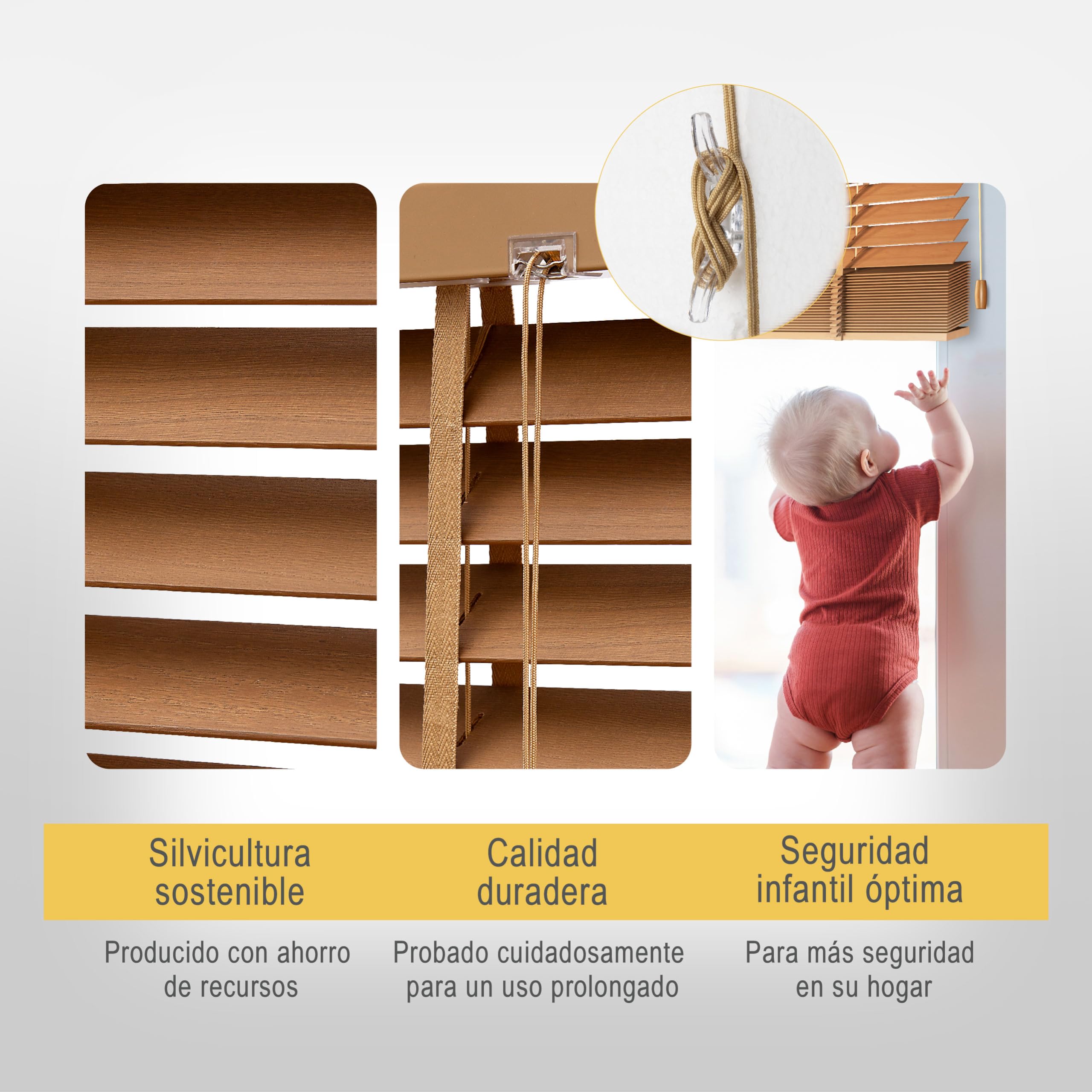 Sol Royal Persiana de Madera de 50 mm de Lamas Extra Anchas - Persiana para Ventana de 70x250 cm de Madera de fácil instalación en Pared y Techo - Roble - BE5
