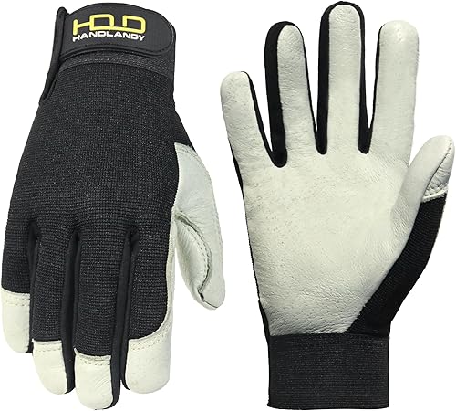 Miniatura 17 de HANDLANDY Guantes de trabajo para hombre y mujer, guantes de trabajo de mecánicos de uso general con pantalla táctil, guantes de trabajo flexibles