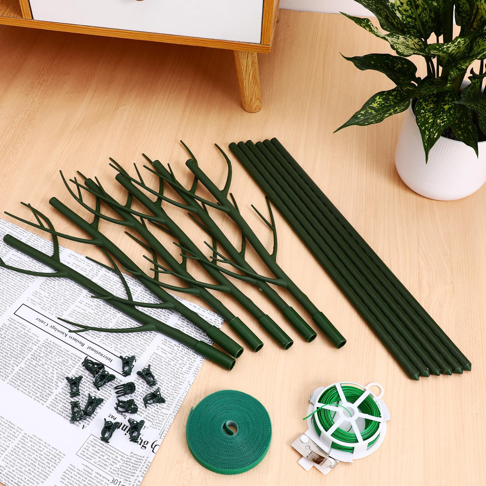SUPVOX Lot de Tuteurs pour Plantes Monstera, Support de Tige en Plastique, Clips et Liens Torsadés, pour Intérieur et Jardin
