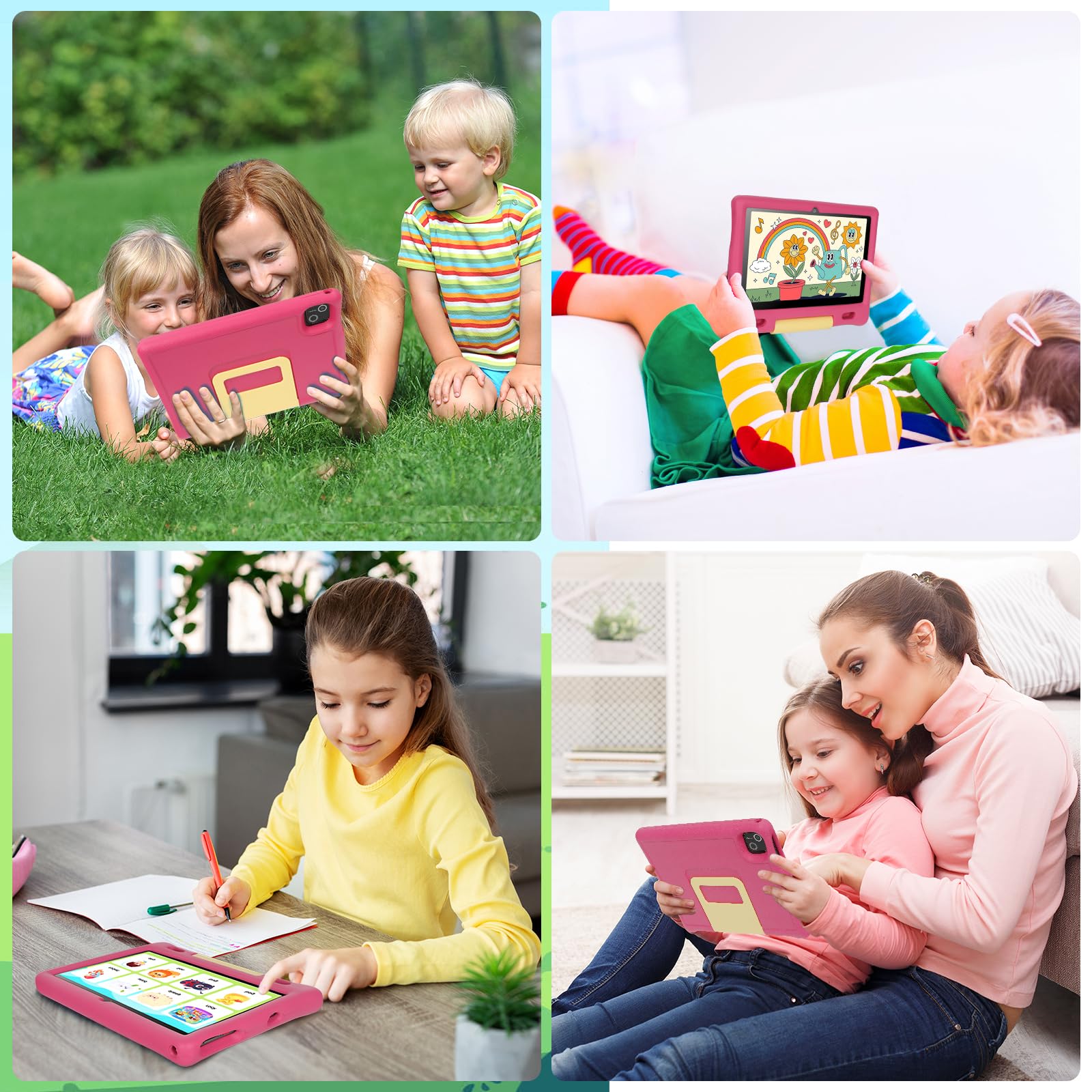 MUISOO 10 Inch Kids Tablet, Android 14, Octa Core Processor, 16GB RAM, 128GB ROM, 1TB TF, 5000mAh Battery, WiFi, Bluetooth, Type-C (Pink) — view 7