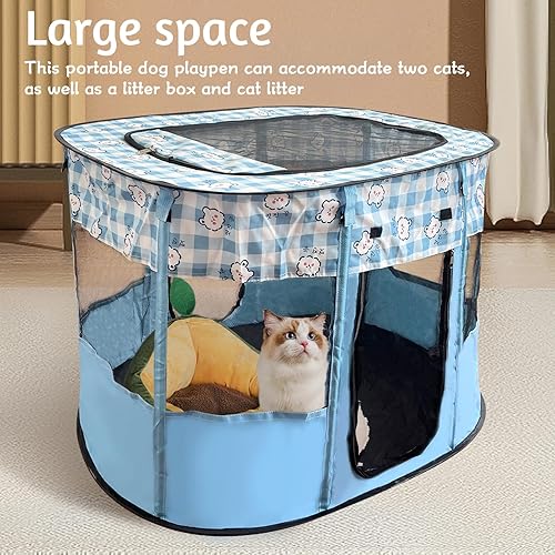 Miniatura 7 de Apatal Corralito portátil para mascotas plegable plegable para hacer ejercicio para gatos para entrega de gatos sala de aislamiento para perros casa