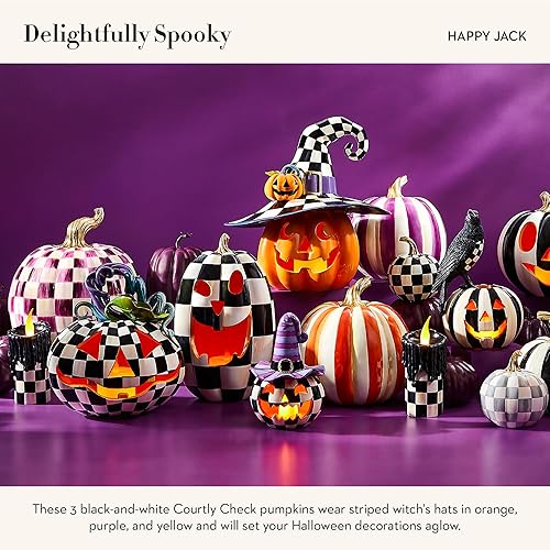 Miniatura 3 de MACKENZIE-CHILDS Mini calabazas Happy Jack, decoración de Halloween de resina para decoración del hogar, juego de 3