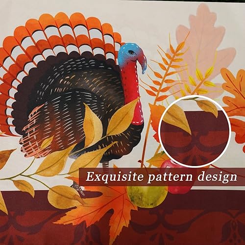 Miniatura 7 de Mantel rectangular de Acción de Gracias de 60 x 84 pulgadas mantel de pavo y calabaza de cosecha mantel de hojas de arce mantel de otoño para