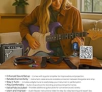 Vista 3 de Fender Squier Sonic Stratocaster - Paquete ultravioleta con amplificador, sintonizador, correa, cable, púas y DVD de guitarra Austin Bazaar