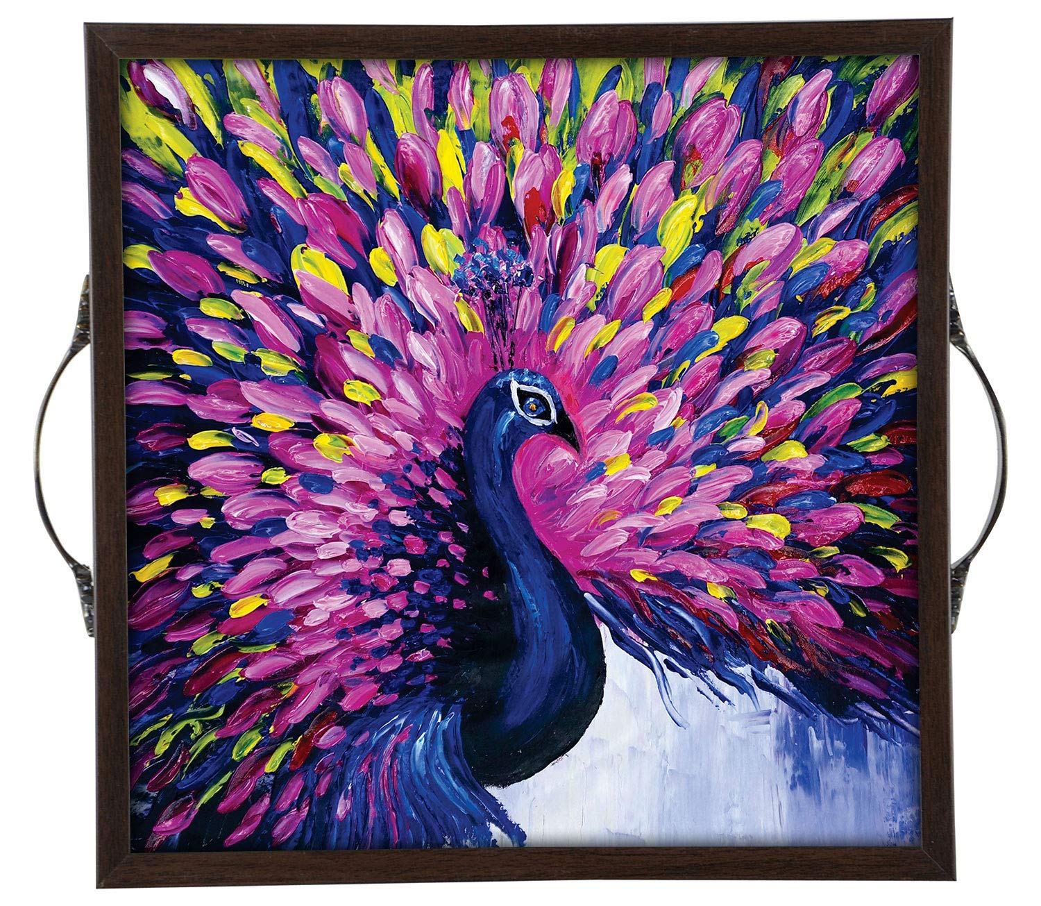 TECHBITE Wooden Serving Tray,1 Piece, 36 cm x 36 x cm x 4 cm(Brown Colour)