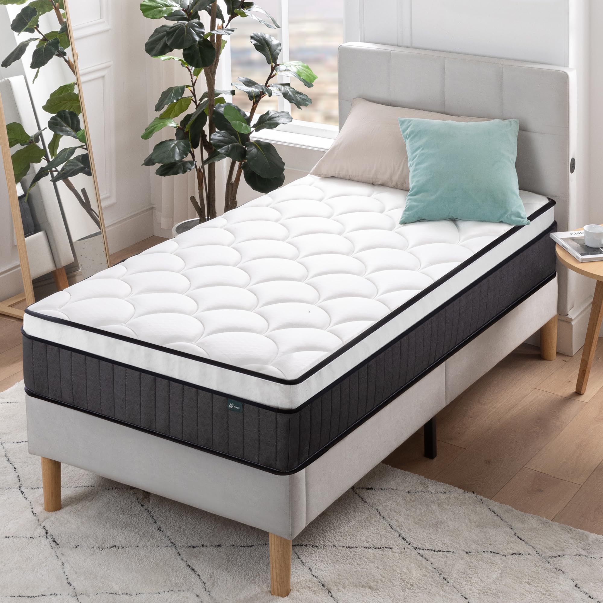 Zinus Materasso Singolo 80x190 cm - Hybrid - Altezza 25 cm - Tight Top - Materasso Memory Foam e Molle Insacchettate - Certificato OEKO-TEX - Comfort Ergonomico