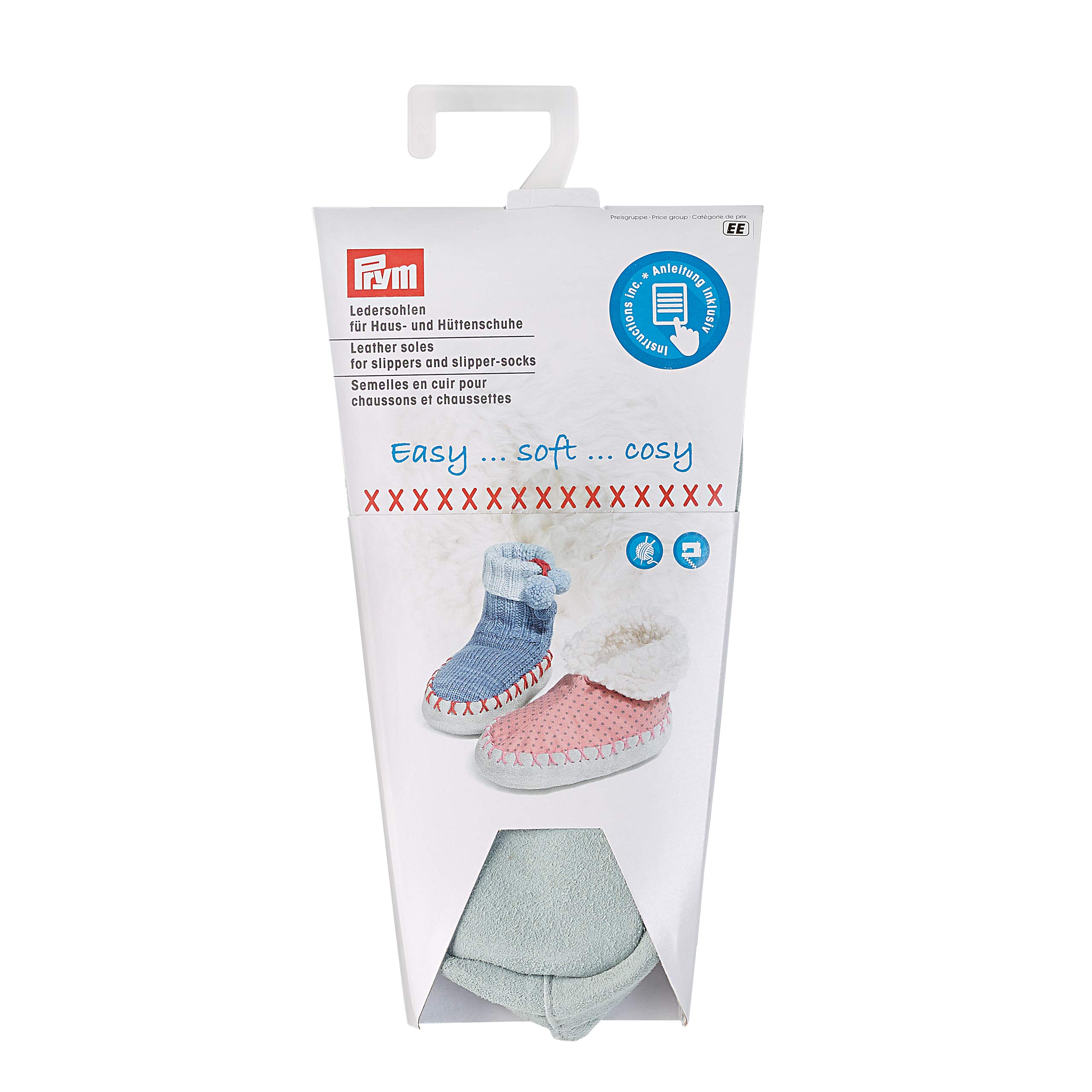 Prym Leather Soles Slipper and Sock, Grey, Size 27-29