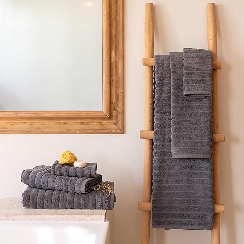 Miniatura 6 de Classic Turkish Towels - Juego de 6toallas de baño de la colección Brampton acanaladas de lujo de 100% algodón turco, de secado rápido, suaves y