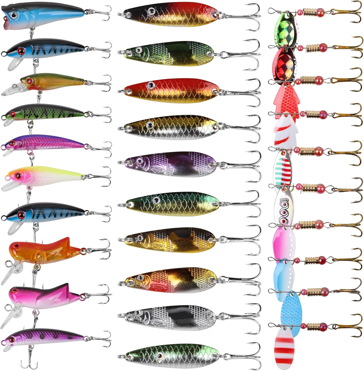 Fishing Lures Spinner Baits,30pcs Spoon Fishing Lures Metal