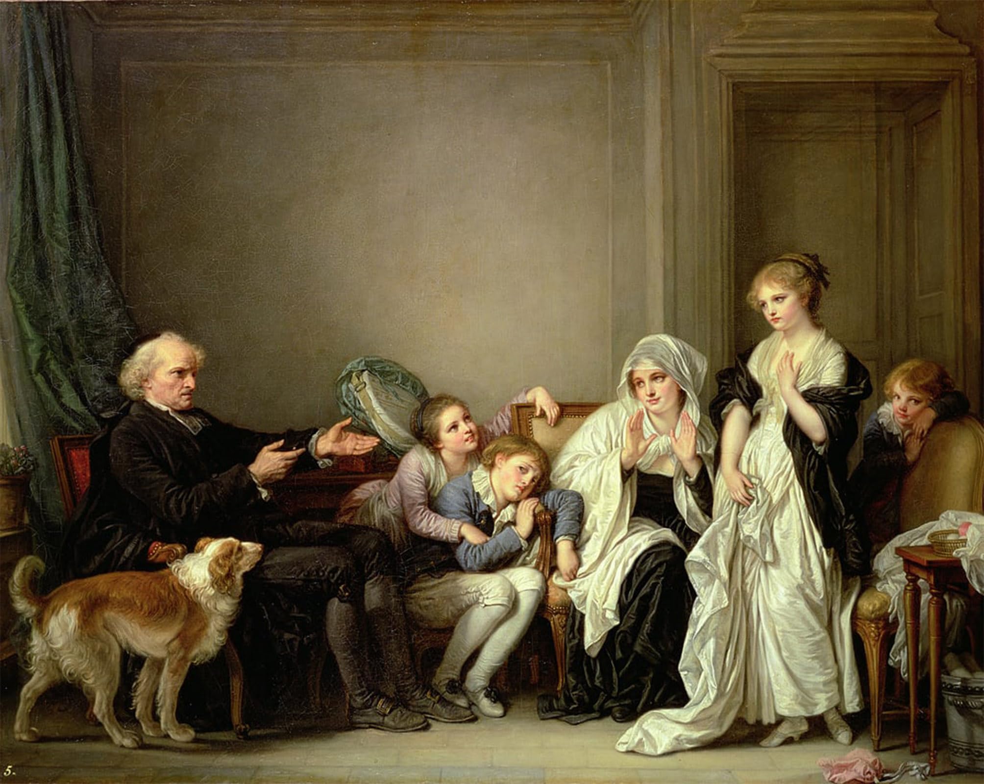 ARTXLXXBN Famous Painting Canvas Artwork Graffiti Print a Visit to the Priest by Jean Baptiste Greuze Portrait Canvas Image for Home Decor 60x90cm