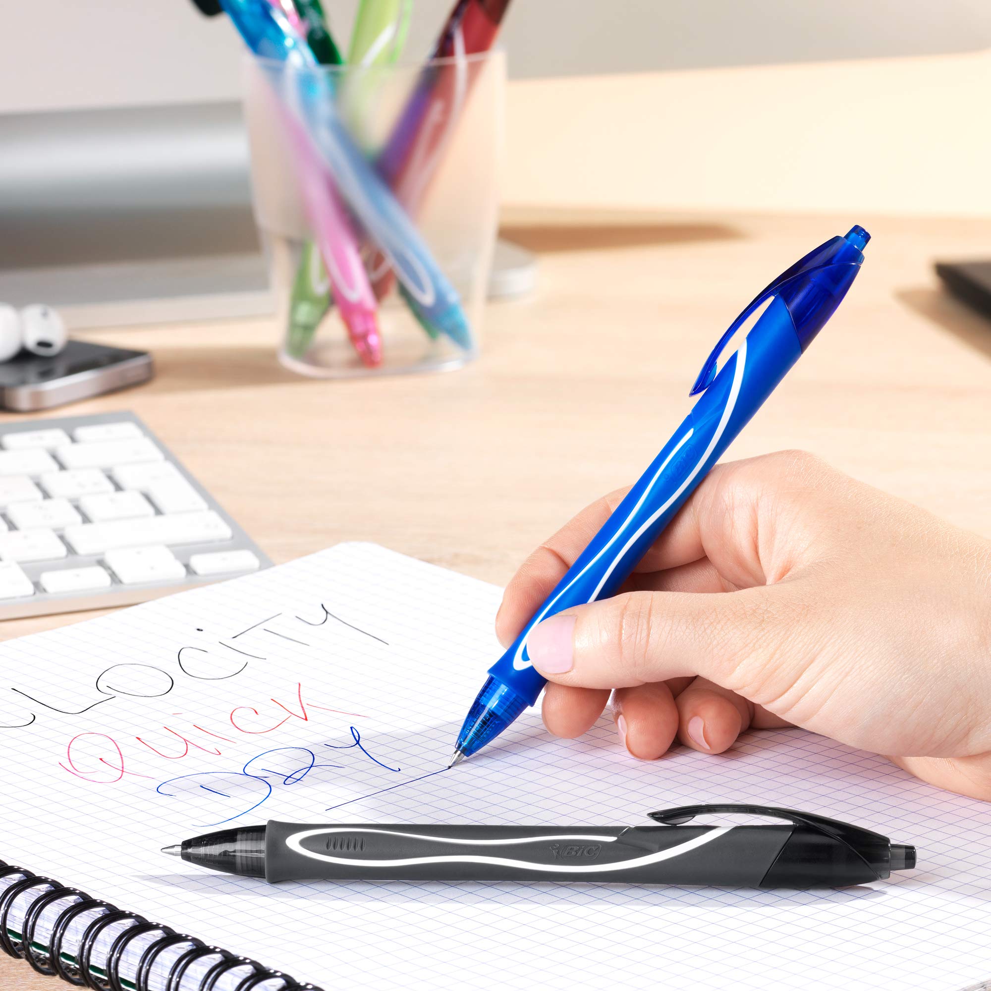 BIC Gel-Ocity Quick Dry Gel Pens Medium Point Retractable 0 7mm Black Ink Gel Pen 12-Count- Pack of — view 6