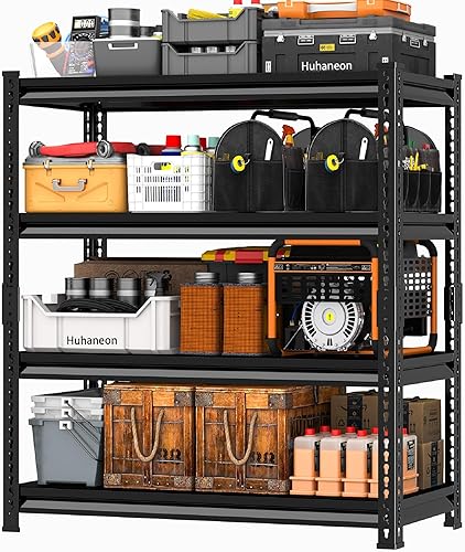 Estantes de garaje utilitarios resistentes – 48 pulgadas de ancho, 2,000 libras de acero de metal industrial, estantes de almacenamiento industrial,