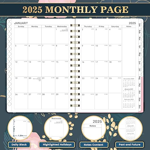 Miniatura 3 de Agenda 2025 – Agenda 2025, enero 2025 – diciembre 2025, planificador semanal y mensual 2025, 6.4 x 8.5 pulgadas, encuadernación de doble alambre,