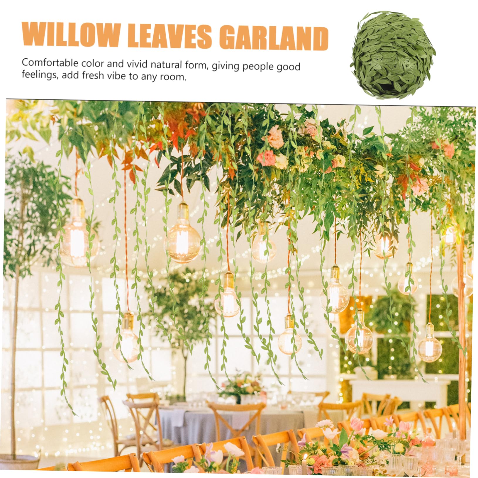 Housoutil 4 Rollos Ratán de Mimbre simulado Guirnalda Verde a Granel verdor Verde Colgando Guirnalda de Hojas Muro guirnaldas Colgante de Hojas de Sauce Decoración Colgante PVC
