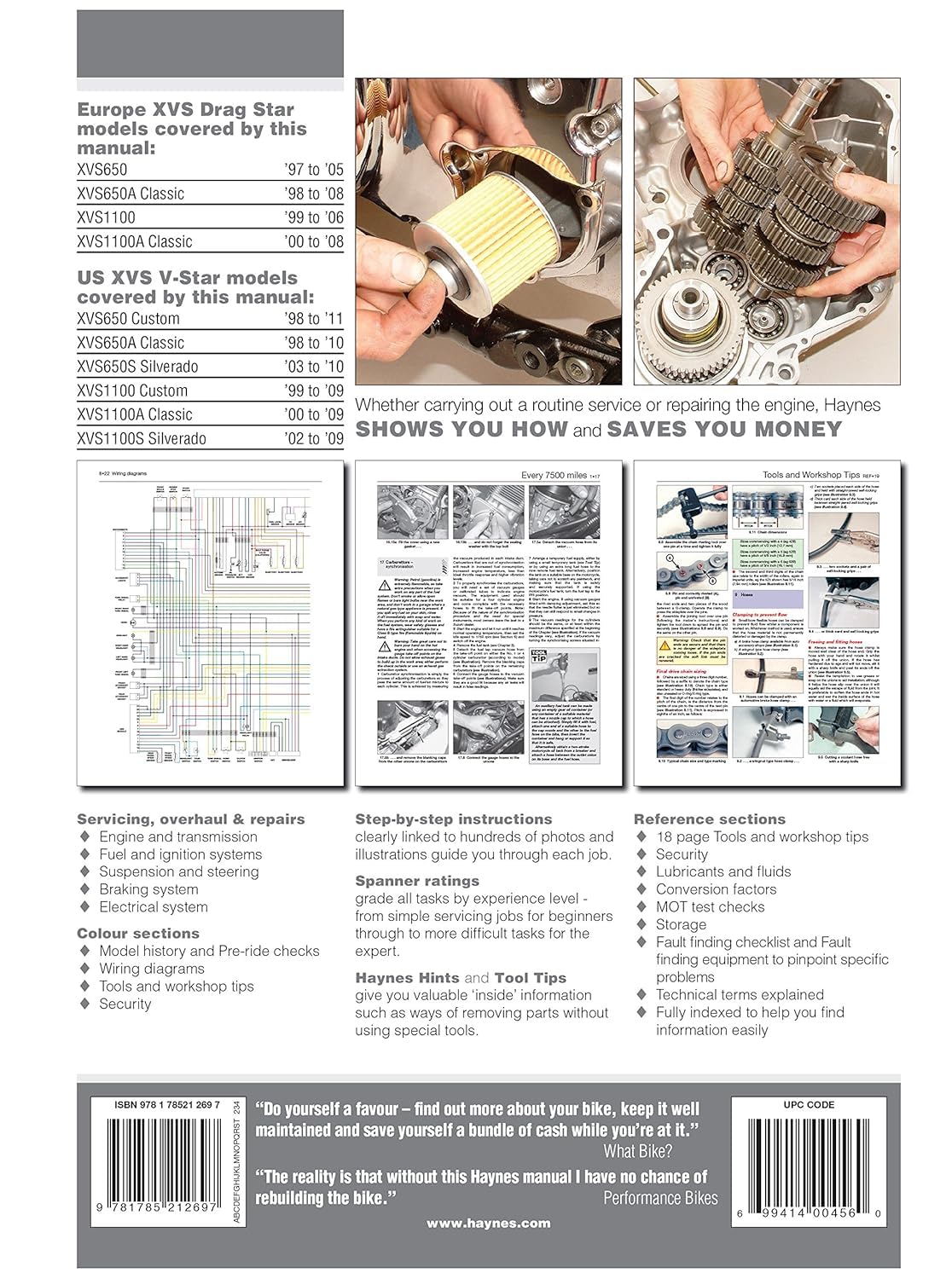 Yamaha XVS650 & 1100 (Drag Star, V-Star) '97 to '11 (Haynes Service & Repair Manual)      Paperback – May 1, 2016